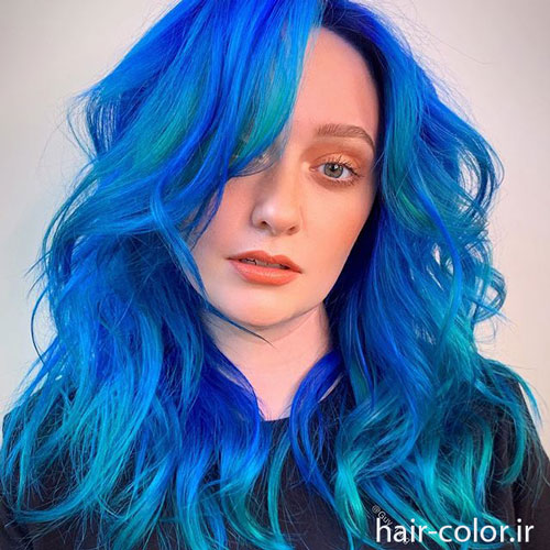 رنگ مو فانتزی ، رنگ مو آبی آمبره ، رنگ مو آبی کلاسیک ، رنگ مو آبی فیروزه ای